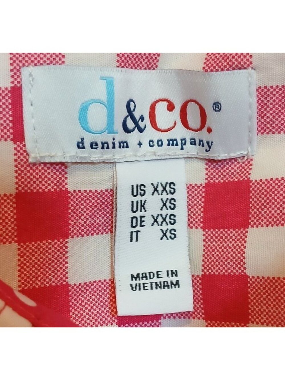 Denim & Co XXS Pink White Gingham Button Shirt Contrast Cuffs Cotton Blend #D-27 - Picture 3 of 11